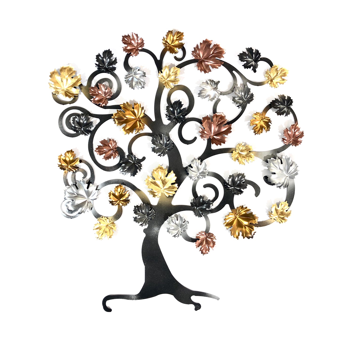 Tree of life with gold, silver and copper vine leaves