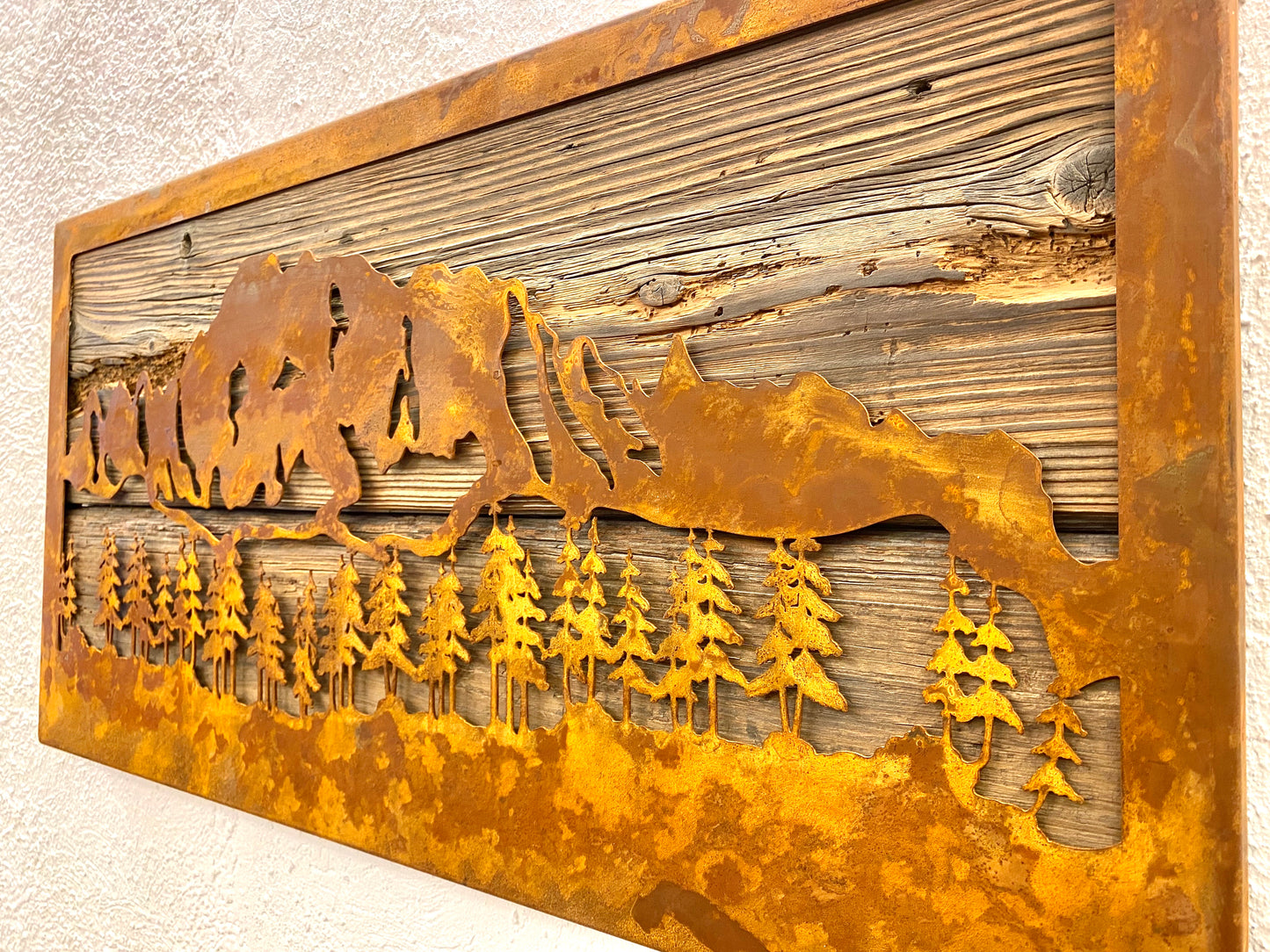 Mount Civetta with old wooden background