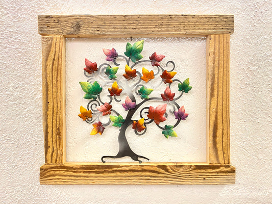Albero della vita con cornice in legno 60x53cm