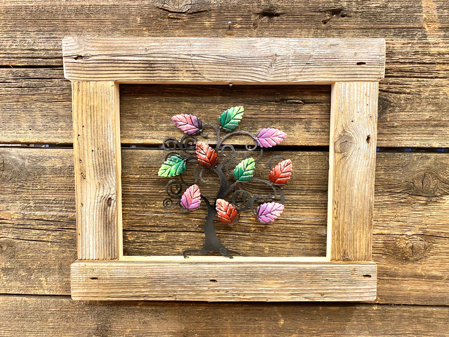 Tree of life with wooden frame 44x37cm