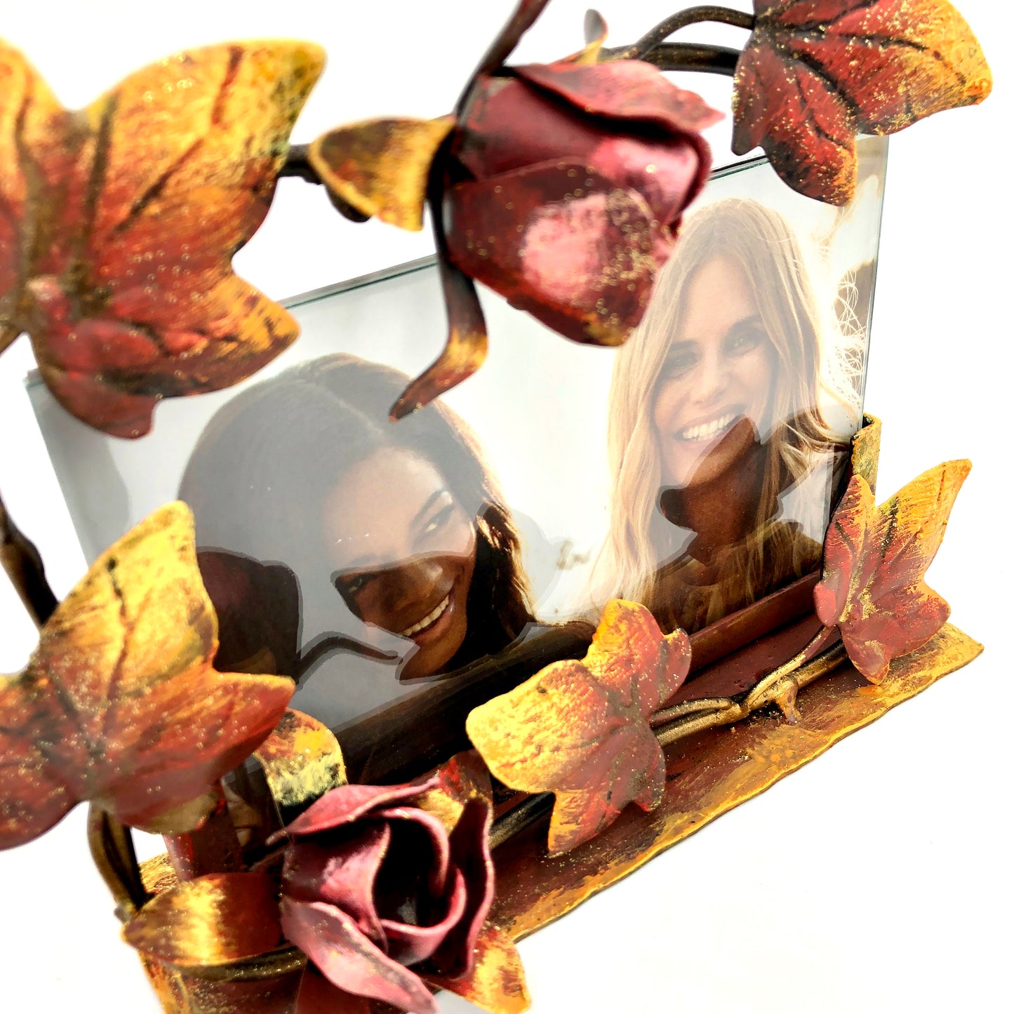 Horizontal photo frame autumn with roses