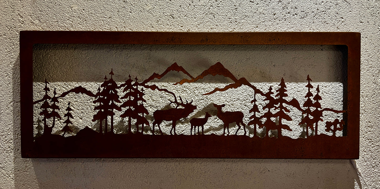 Quadro “famiglia di cervi” con LED (grande)