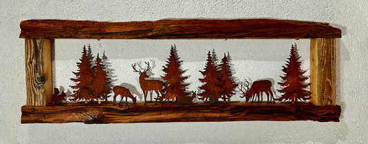Cornice con animali e alberi in Corten