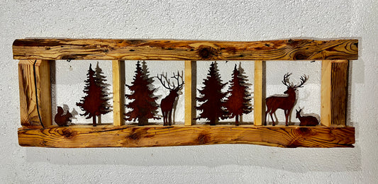 Quadro in legno con scena boschiva