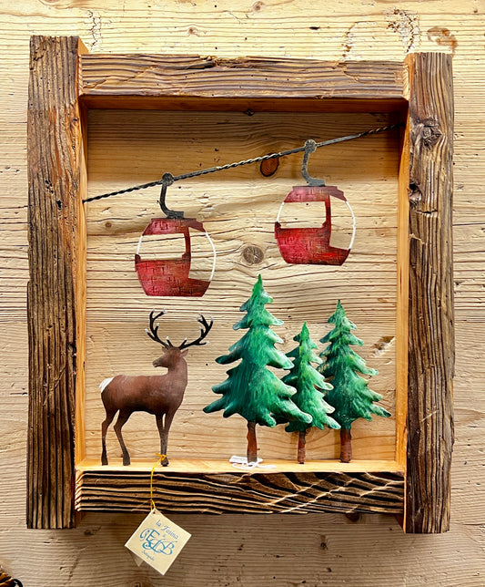 Quadro con cabinovie e paesaggio montano