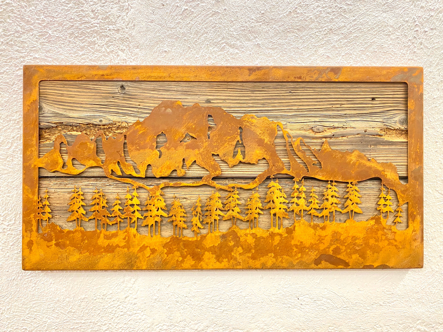Mount Civetta with old wooden background