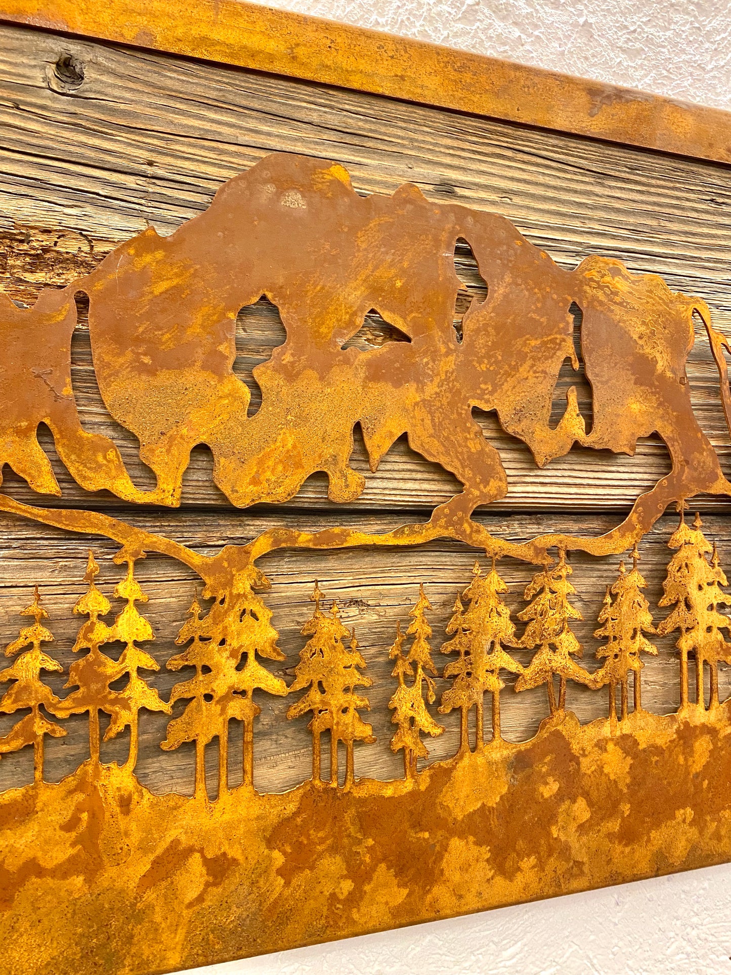 Mount Civetta with old wooden background