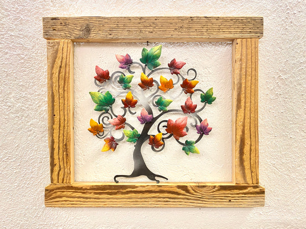 Albero della vita con cornice in legno 60x53cm