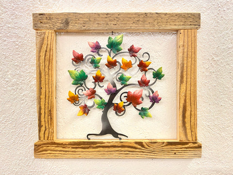 Albero della vita con cornice in legno 60x53cm