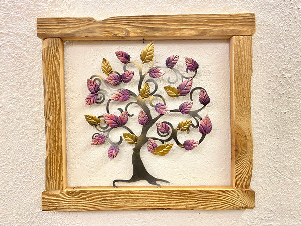 Albero della vita con cornice in legno 60x53cm