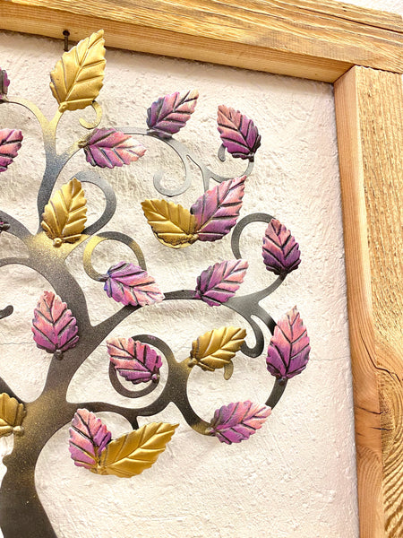 Albero della vita con cornice in legno 60x53cm