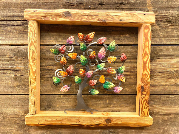 Albero della vita con cornice in legno 60x53cm
