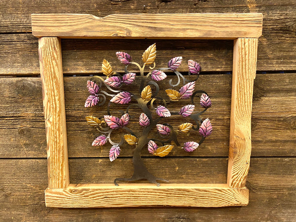 Albero della vita con cornice in legno 60x53cm