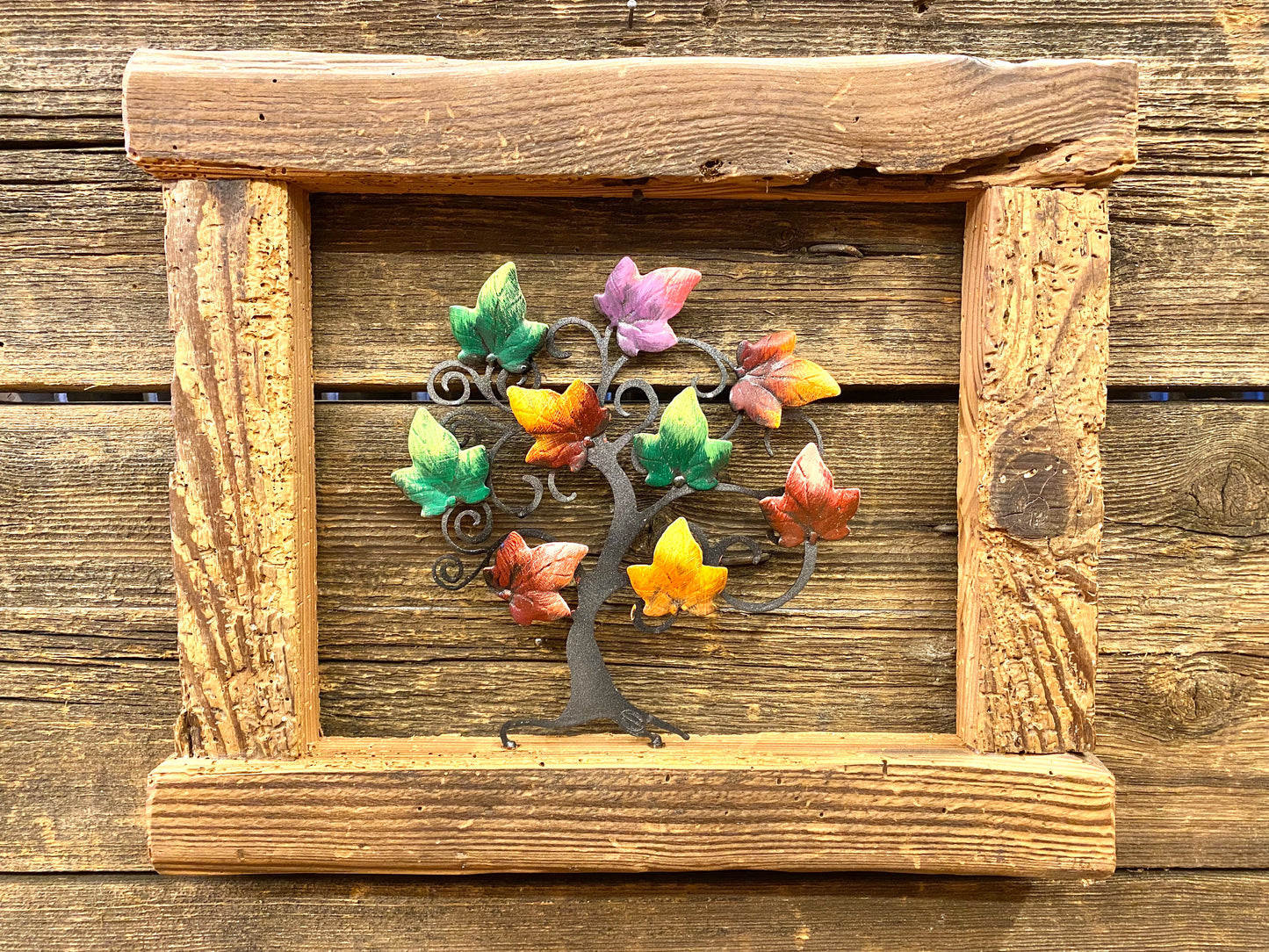 Albero della vita con cornice in legno 44x37cm
