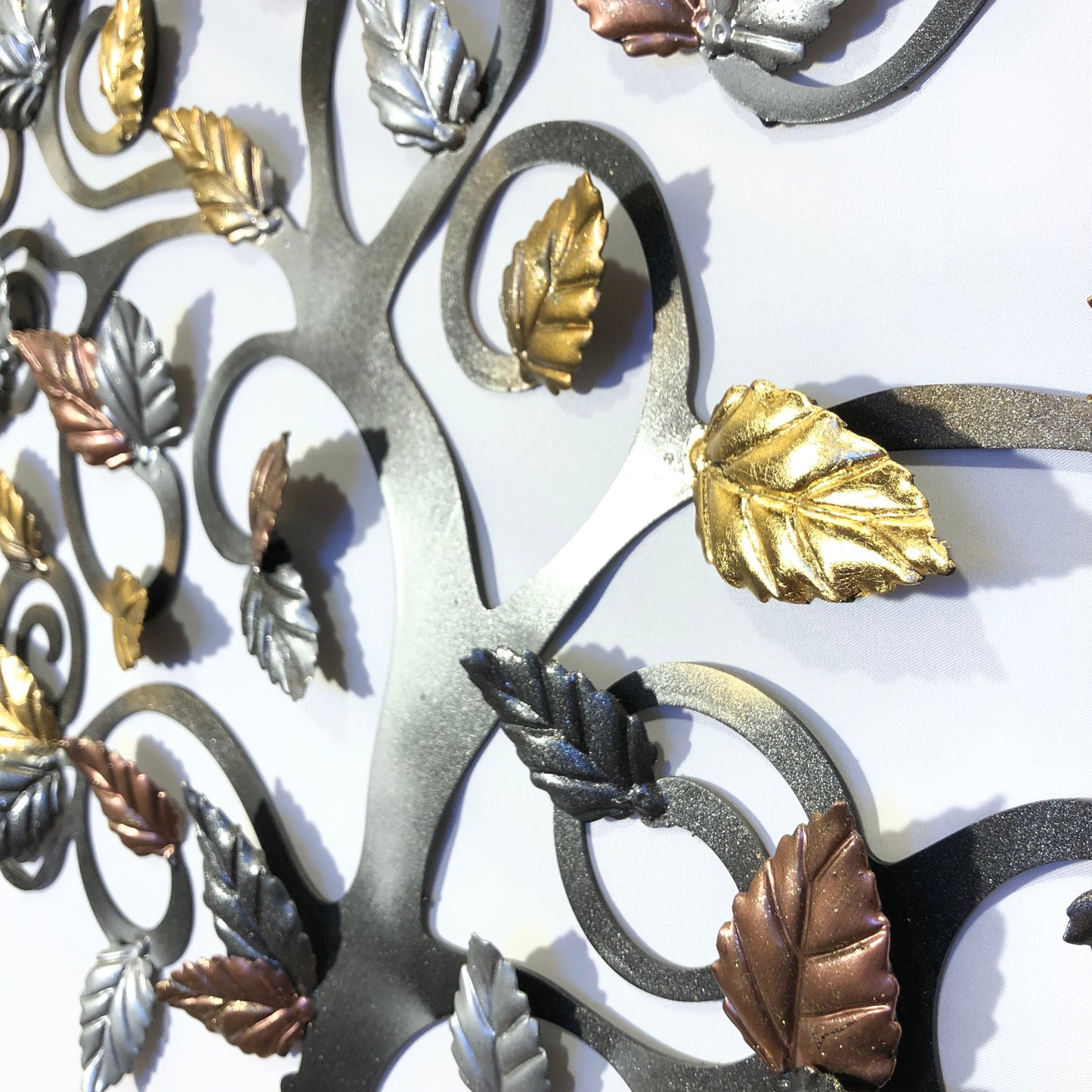 Tree of life with gold, silver and copper beech leaves
