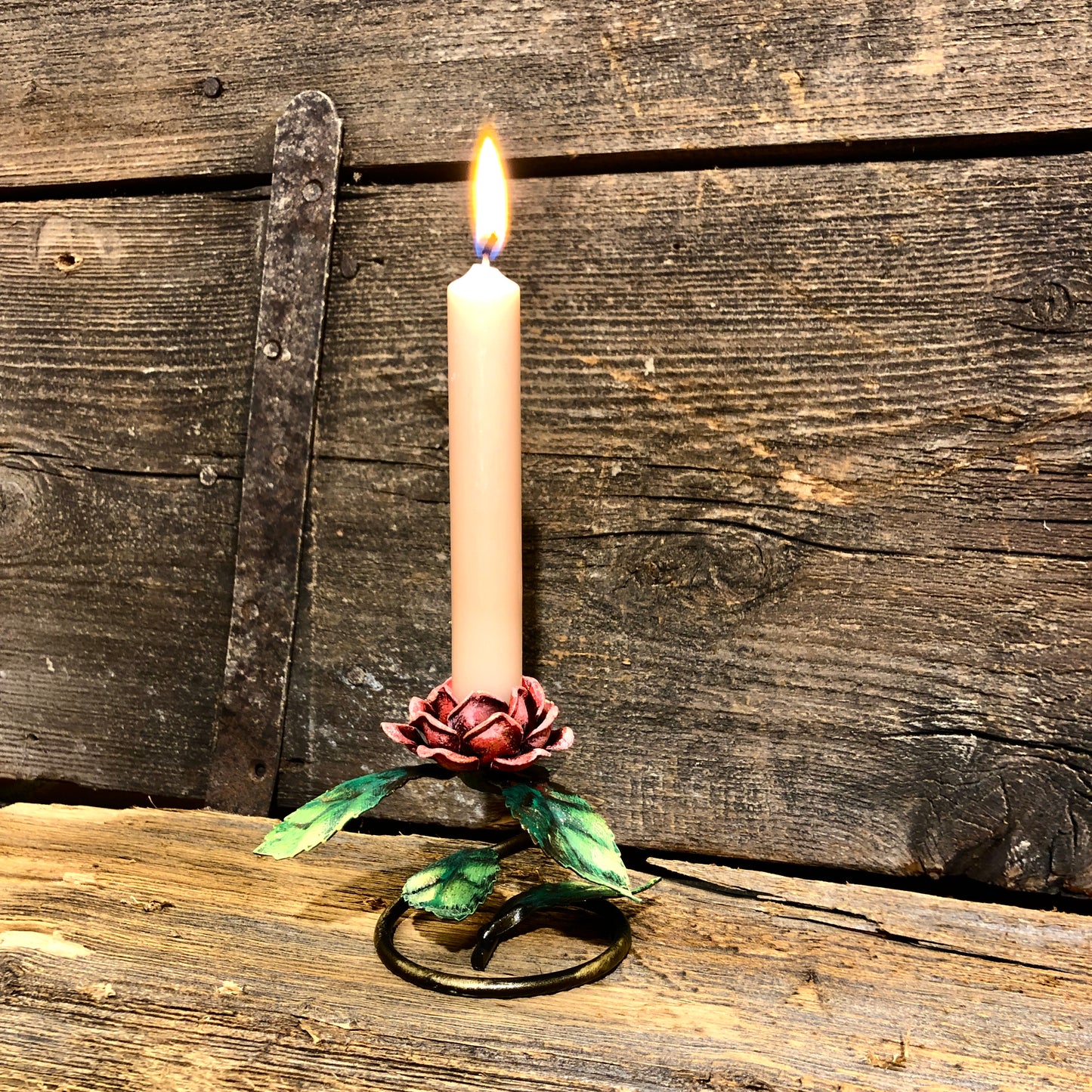 Set of 2 candle holders with rose