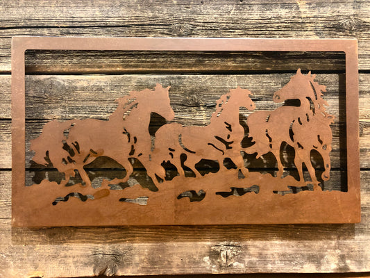 Corten horses with 3D frame