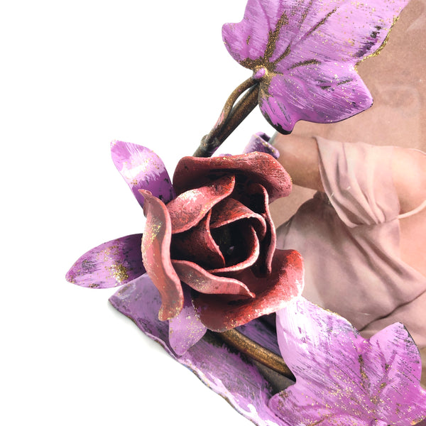 Portafoto orizzontale viola con rose