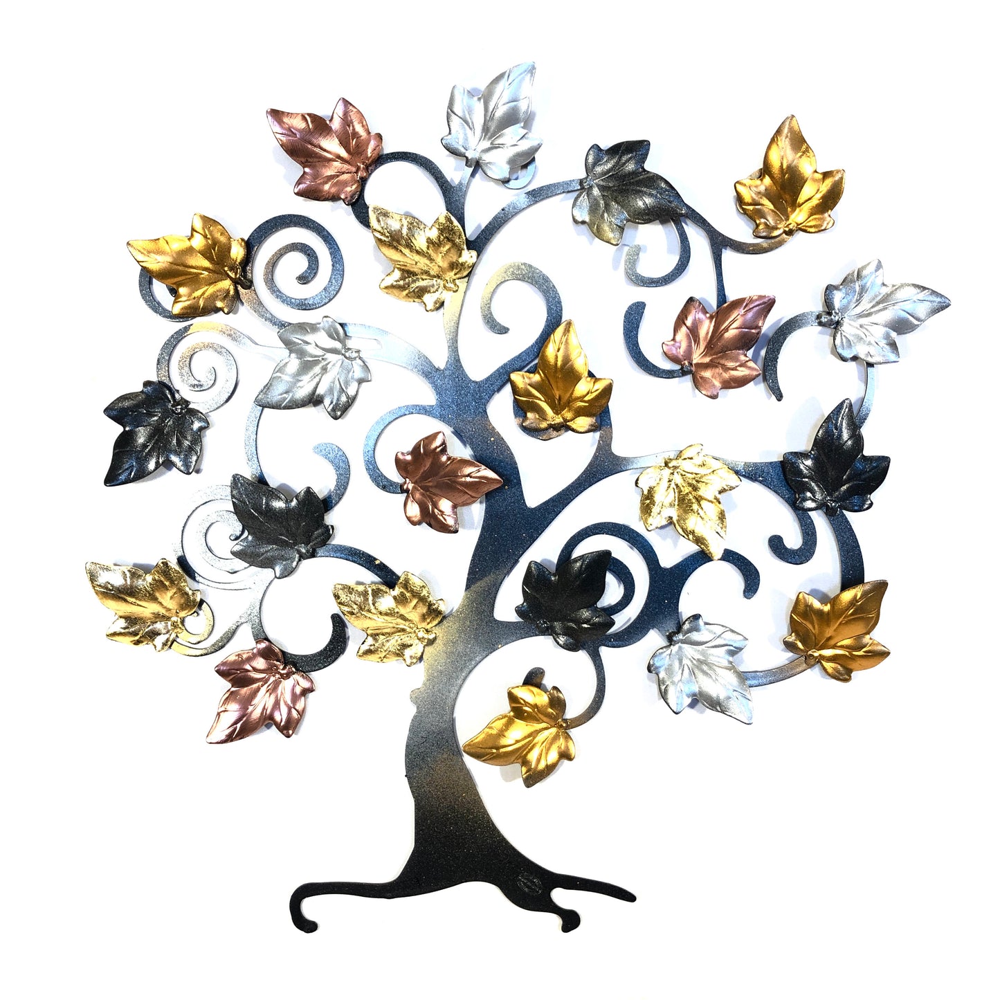 Tree of life with gold, silver and copper ivy leaves