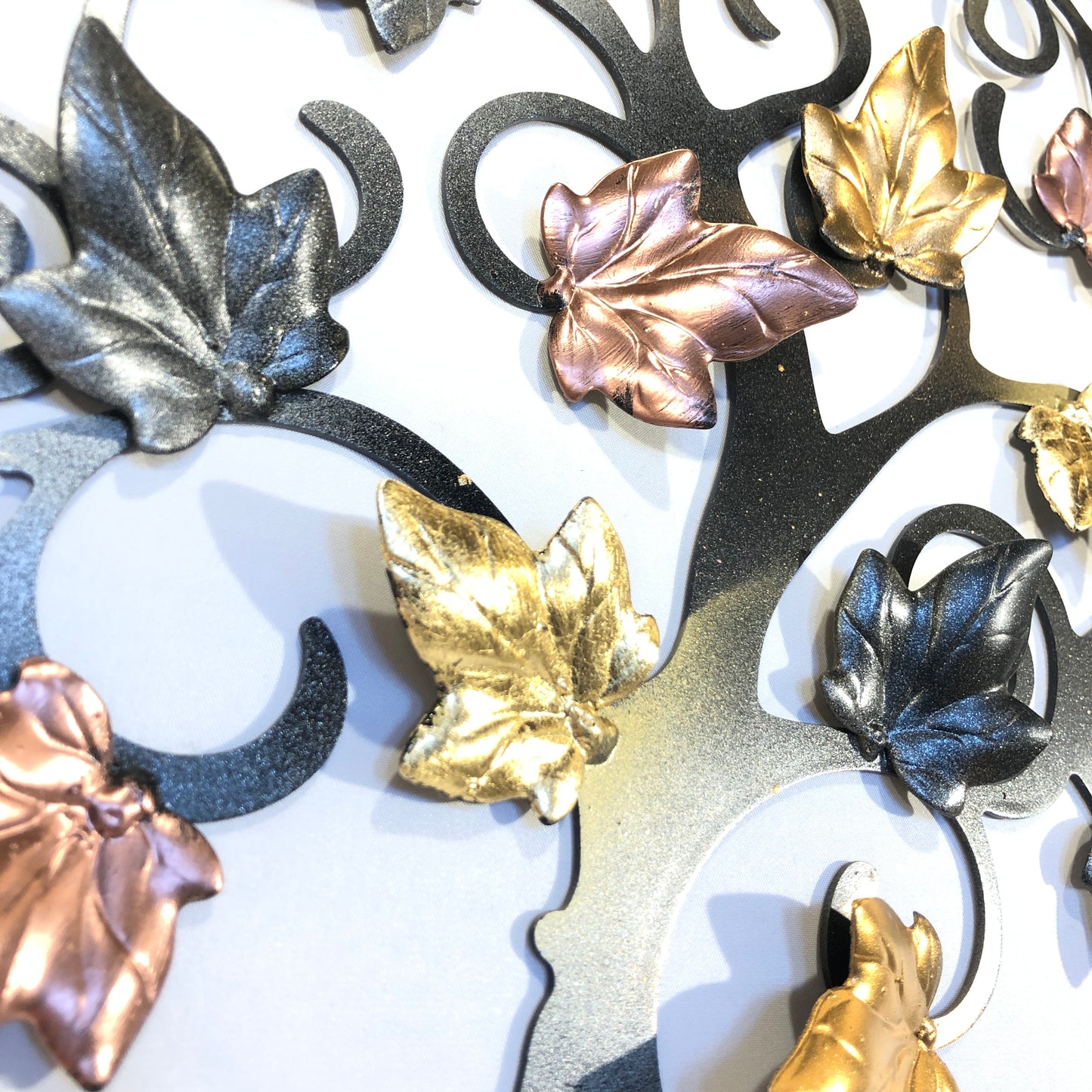 Tree of life with gold, silver and copper ivy leaves