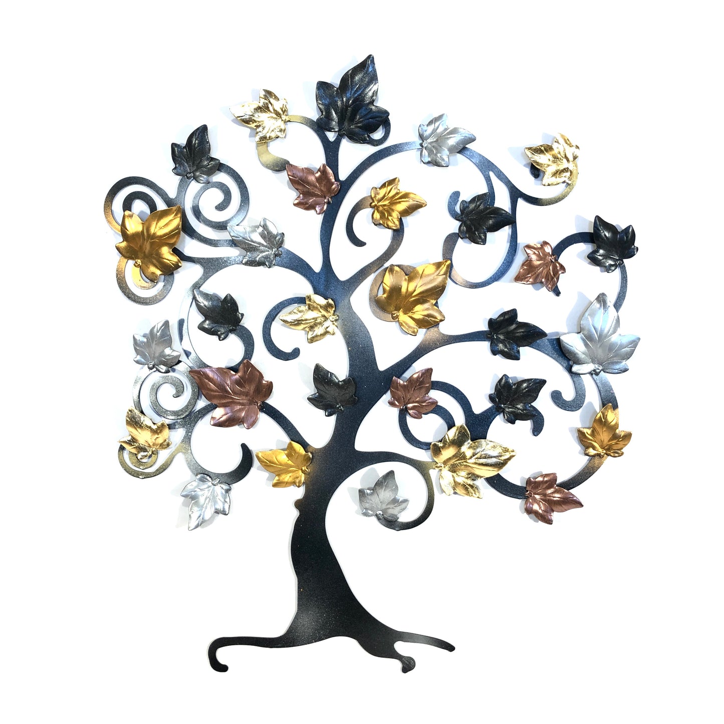 Tree of life with gold, silver and copper ivy leaves
