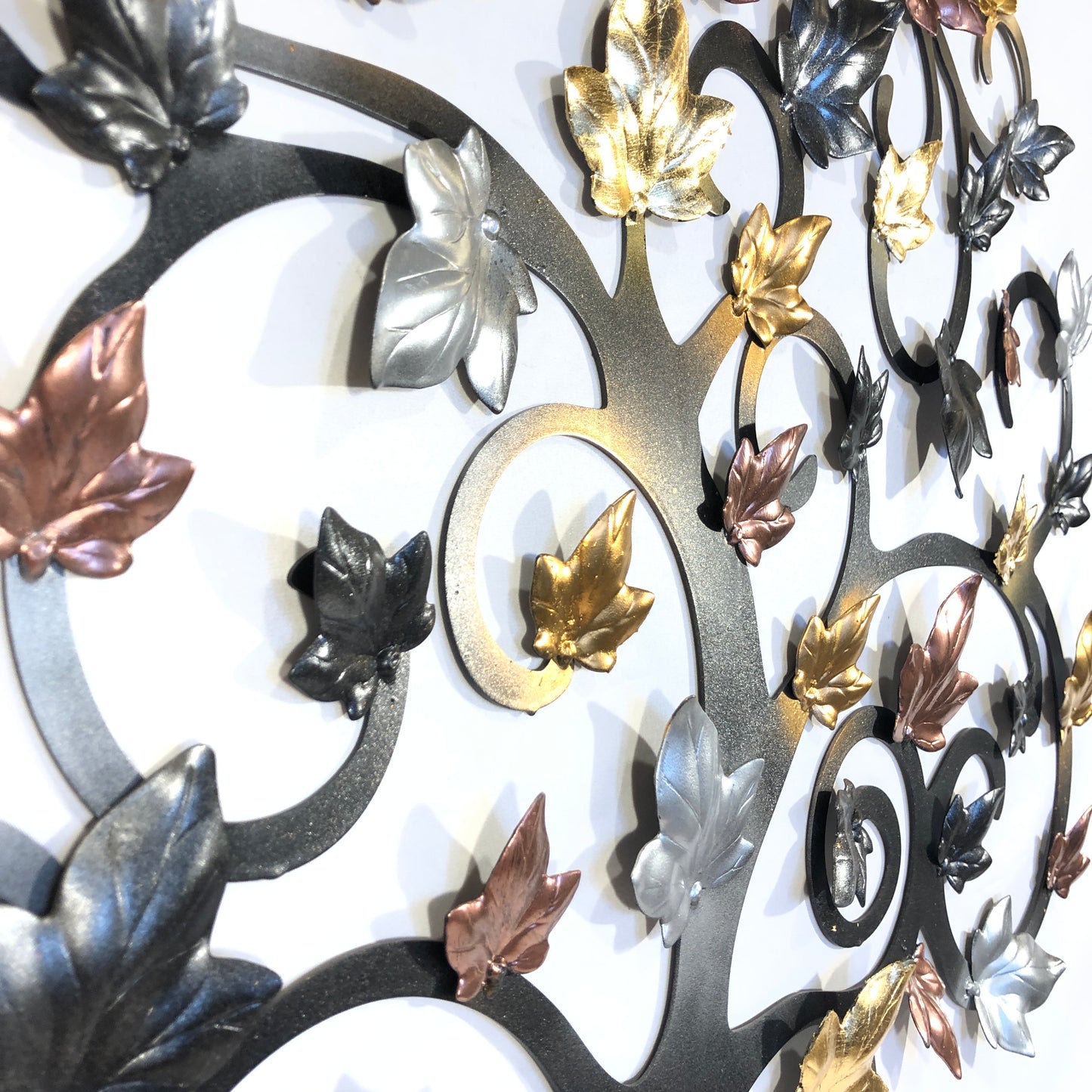 Tree of life with gold, silver and copper ivy leaves