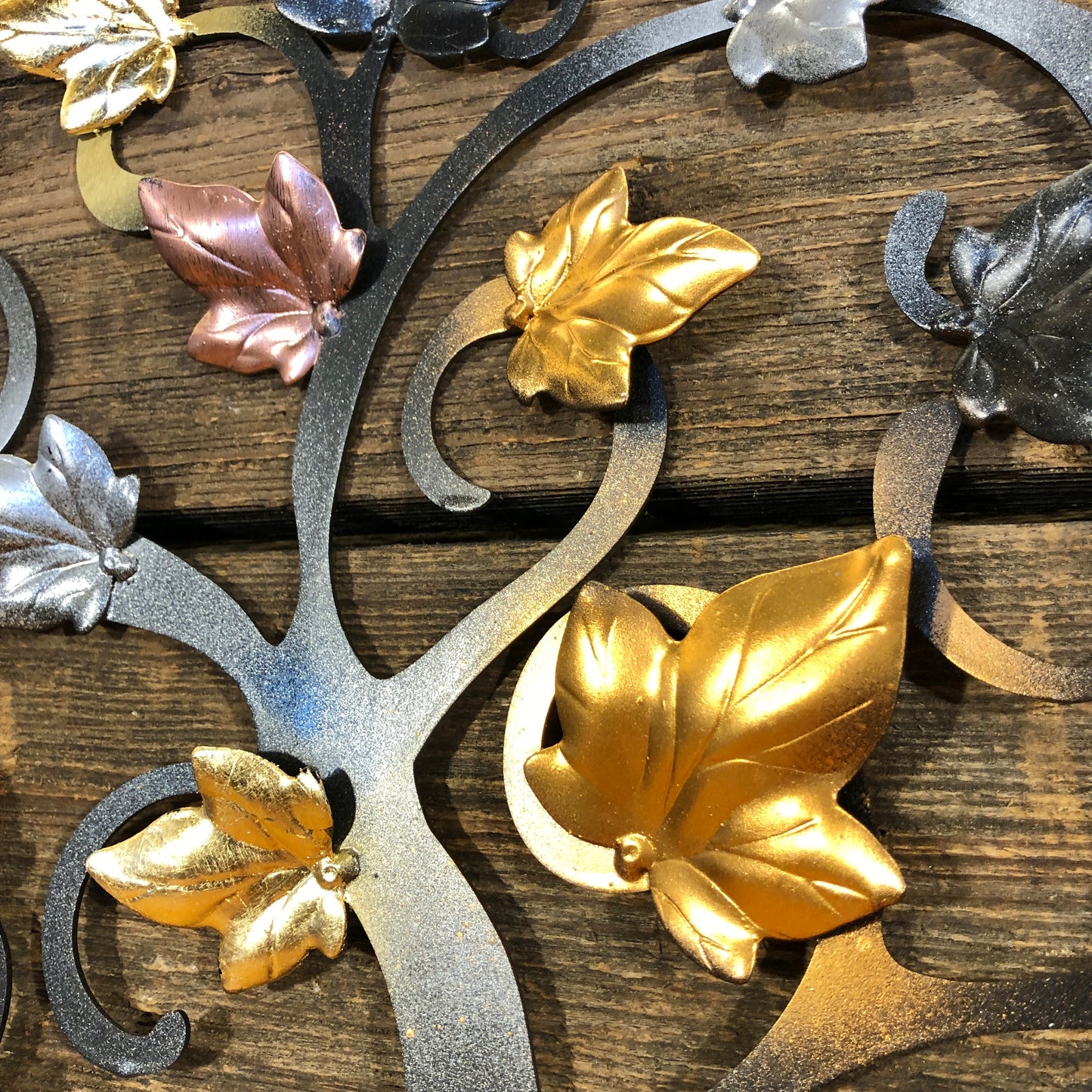 Tree of life with gold, silver and copper ivy leaves
