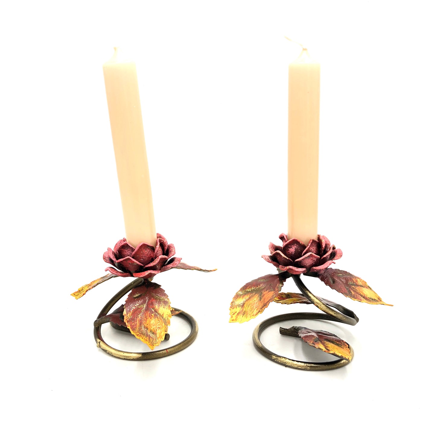 Set of 2 candle holders with rose