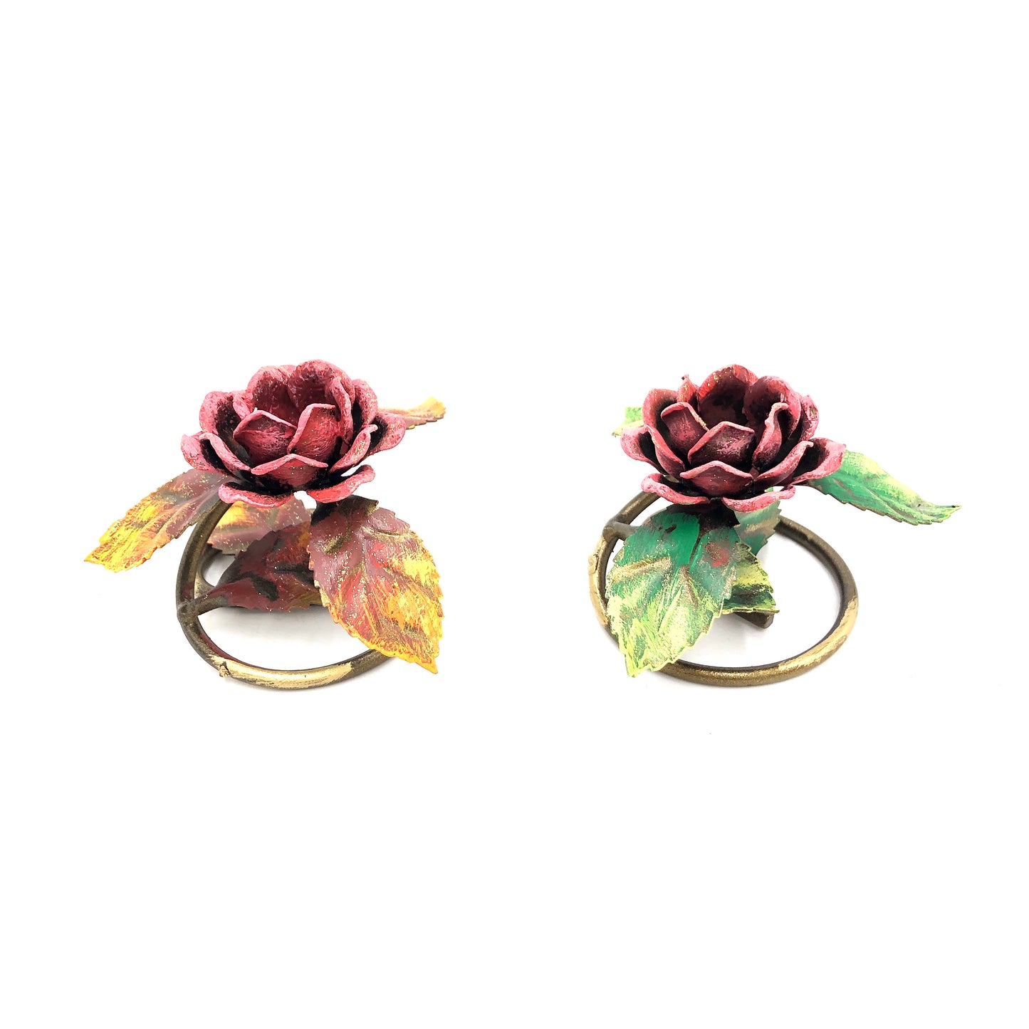 Set of 2 candle holders with rose