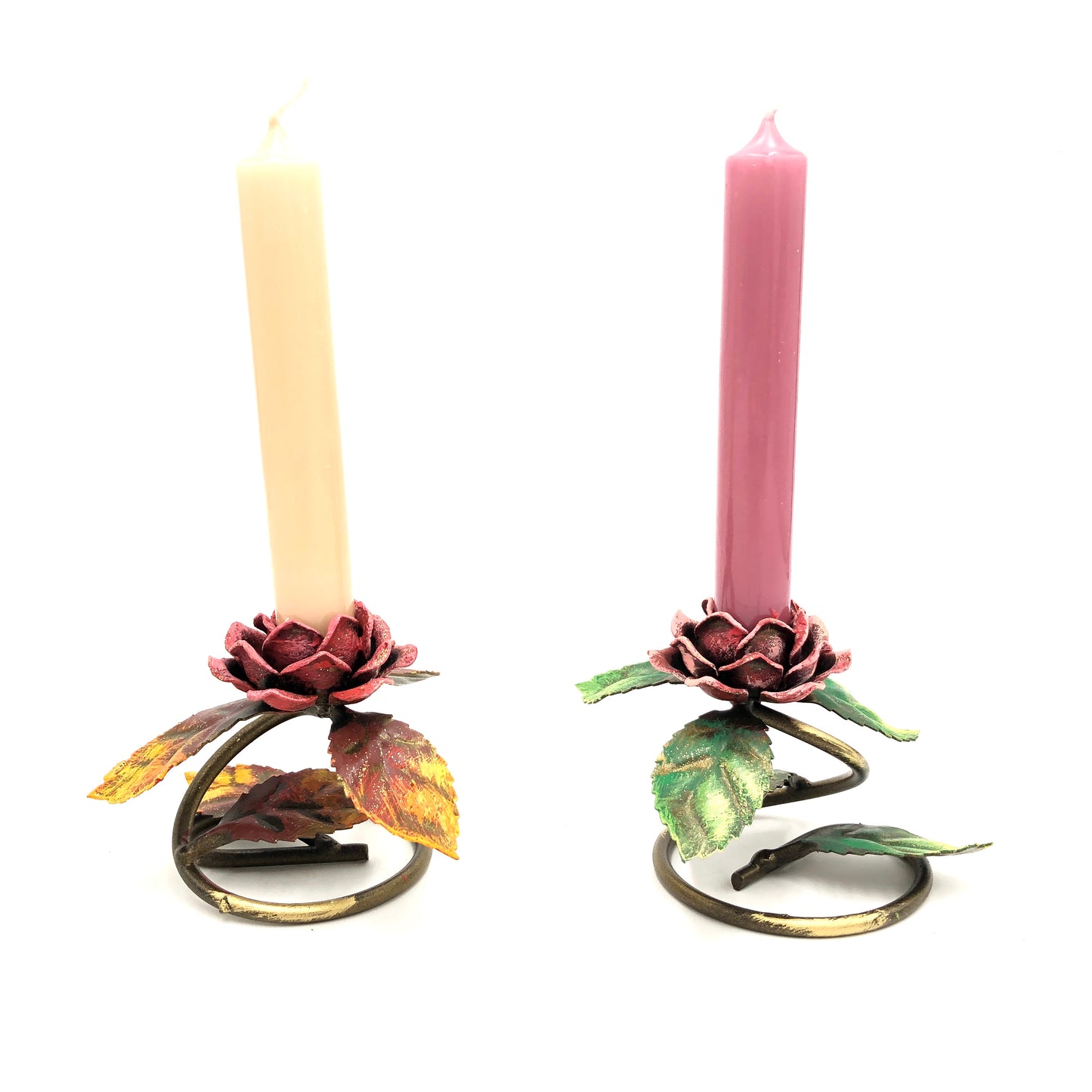 Set of 2 candle holders with rose