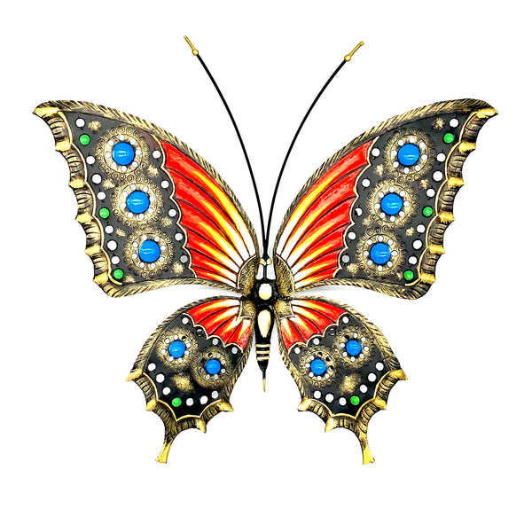 Farfalla cesellata in ferro battuto colorata