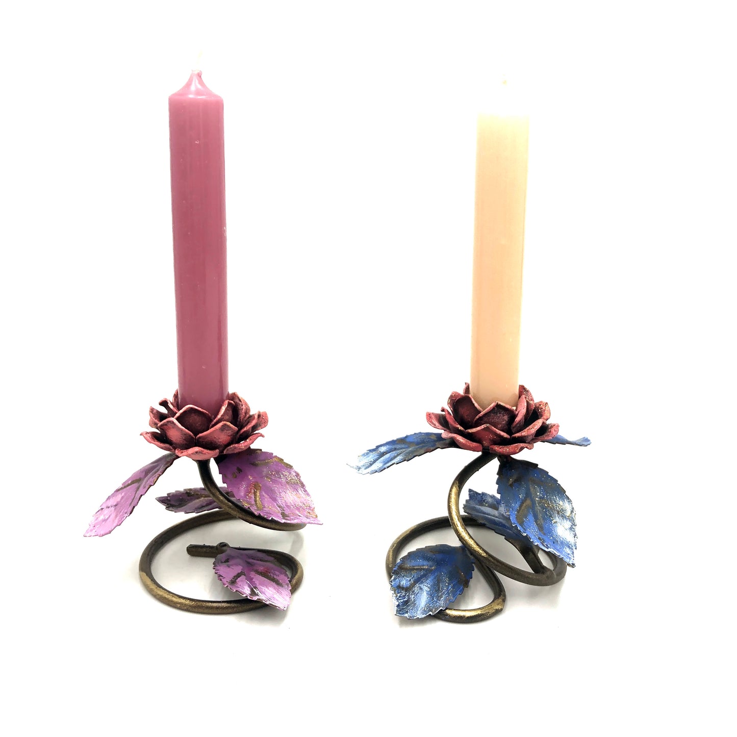 Set of 2 candle holders with rose