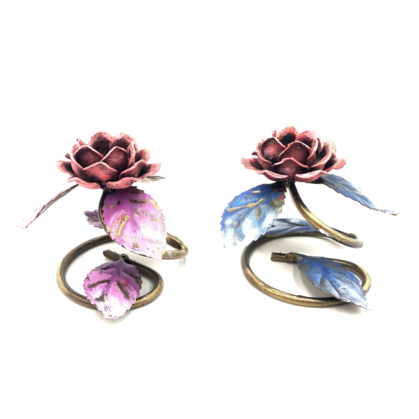Set of 2 candle holders with rose